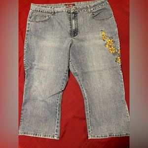 Embroidered Jean Capris size 18